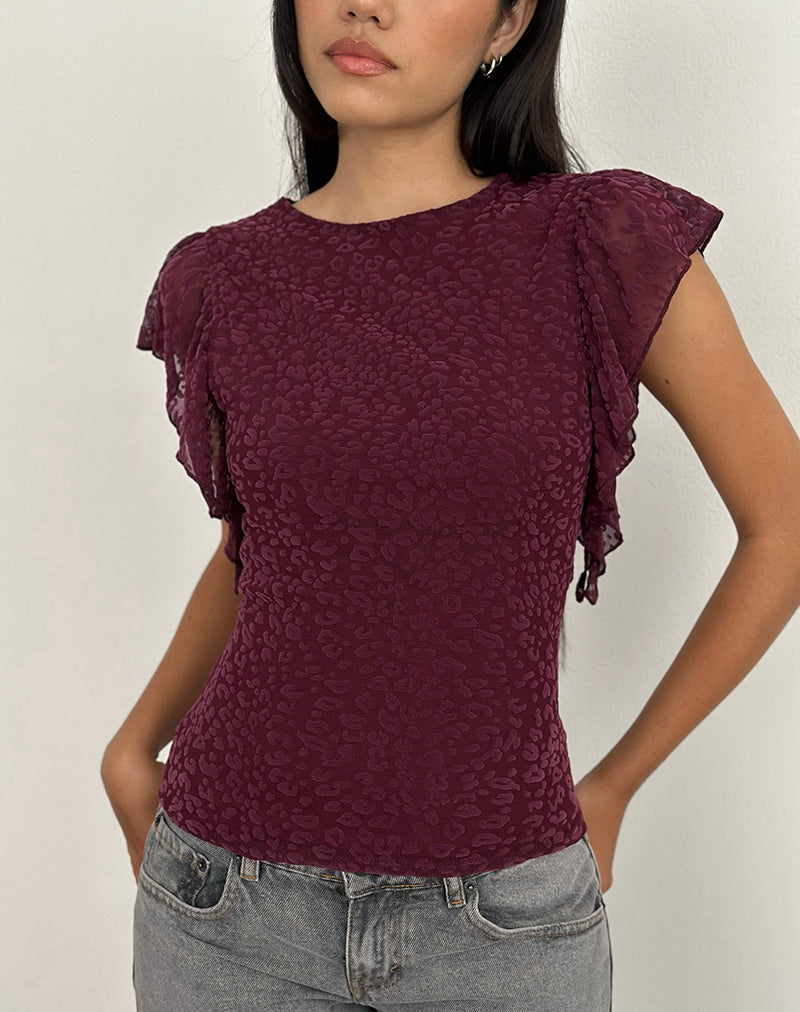 Image de Harsya Top in Flock Mini Leopard Plum