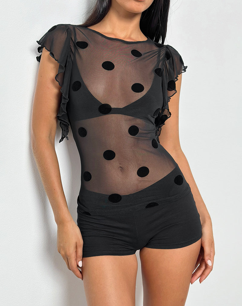 Image de Harsya Top non doublé en Big Polka Flock Black