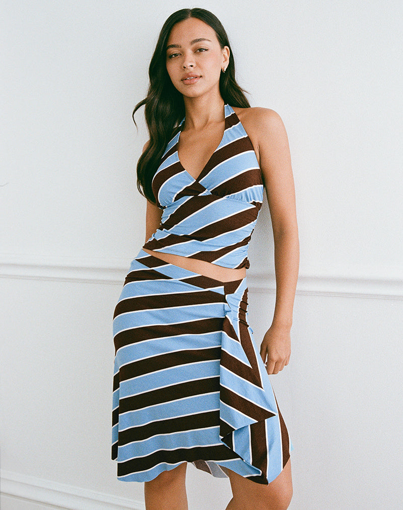 Image de Haya Plunge Top in Retro Stripe Blue