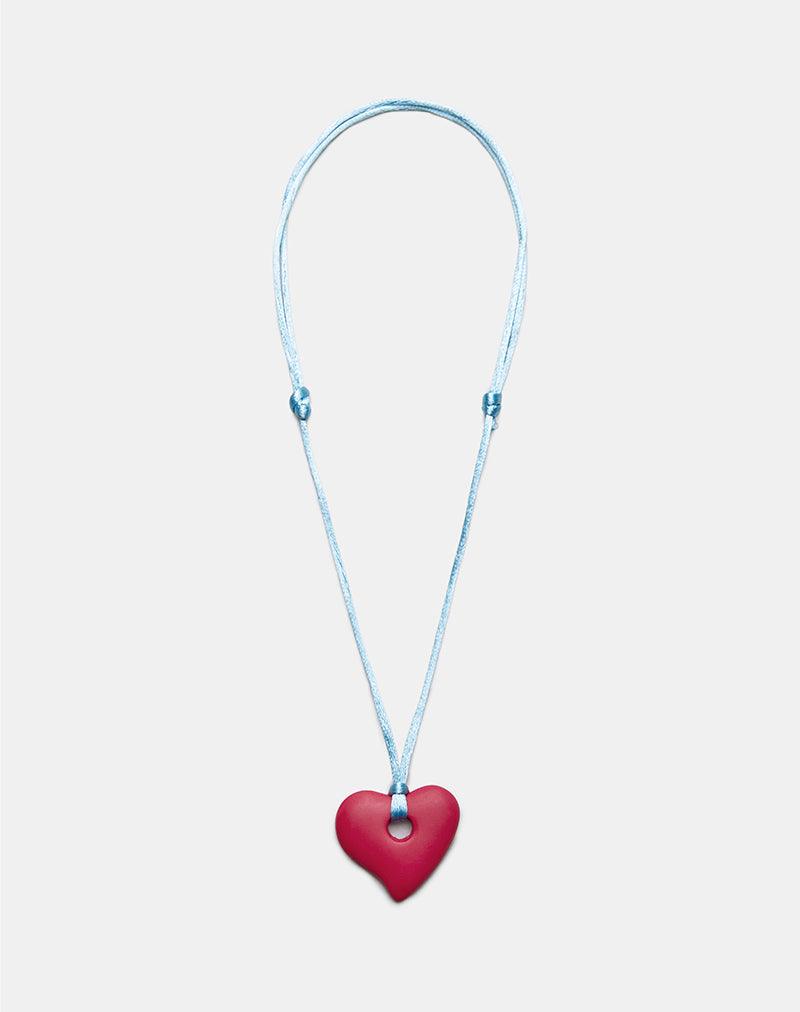 Collier coeur en résine rouge