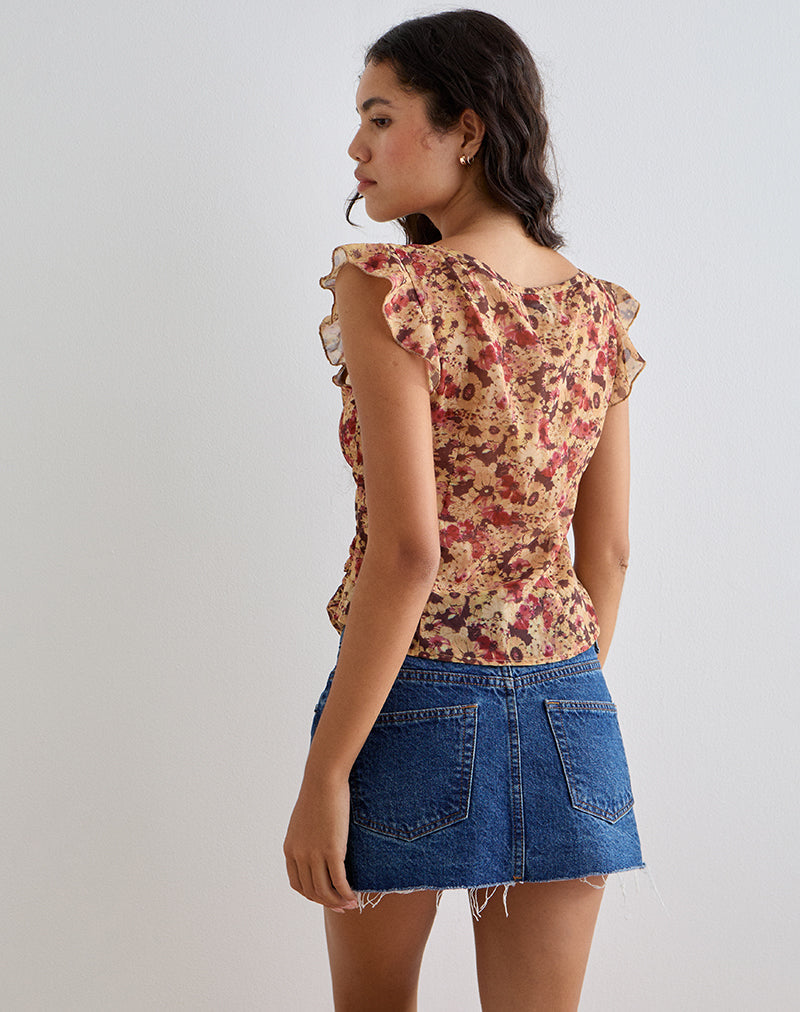 Image de Heidi Wrap Top in Chiffon Rusty Flower