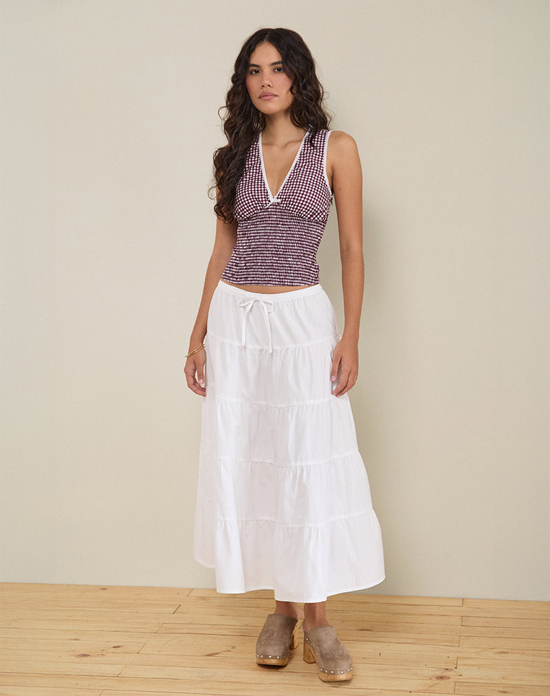 Image de Hevalis Plunge Top in Mini Gingham Wine
