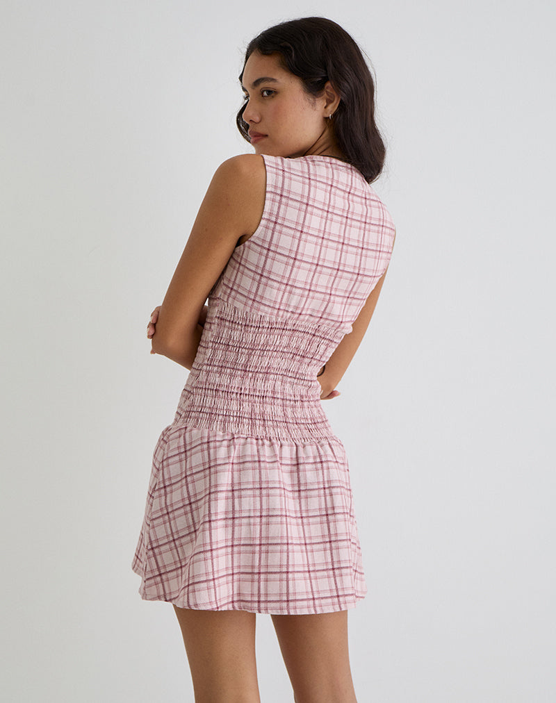 Image of Hevoria Mini Dress in Basic Tartan Pink