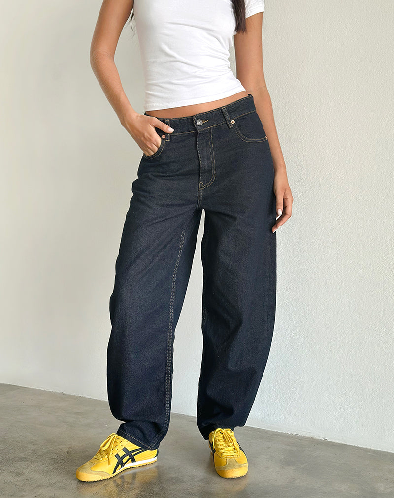 Jean Barrel High Rise en Indigo