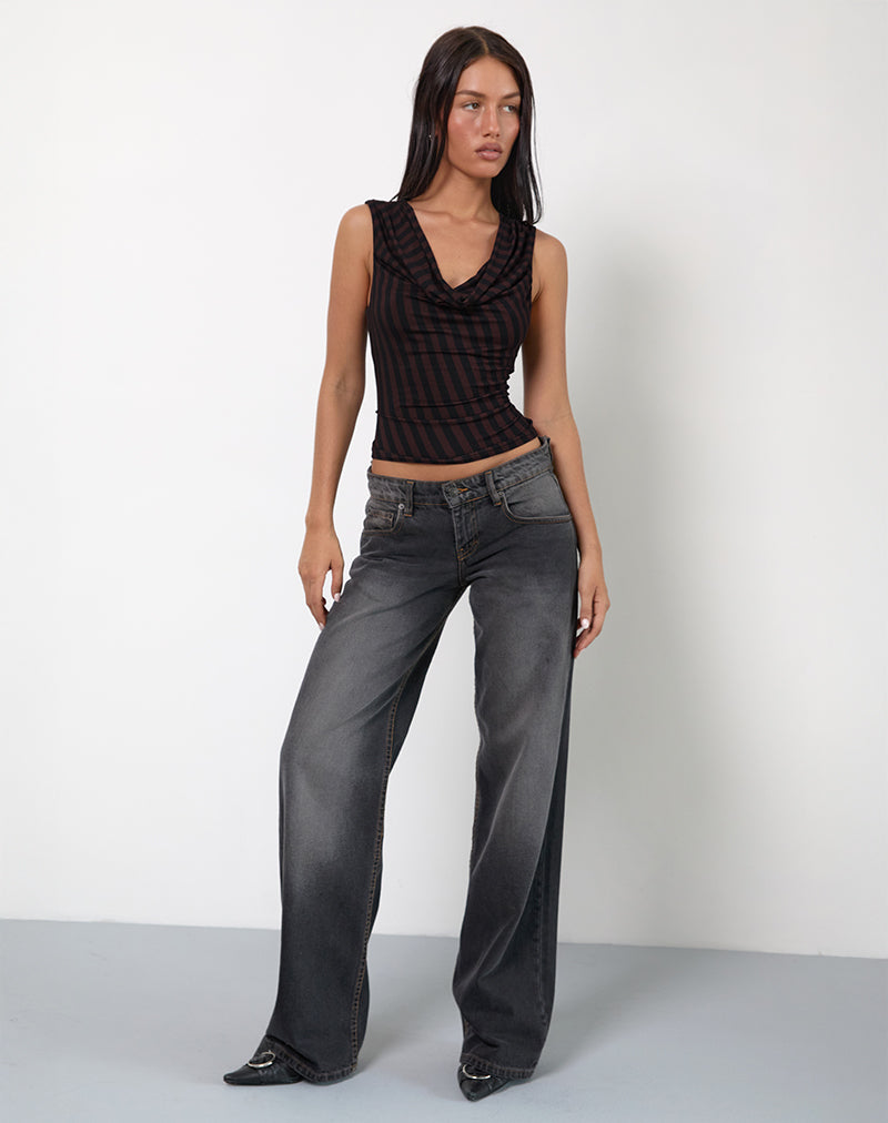 Image de Hikari Top in Diagonal Stripe Maroon