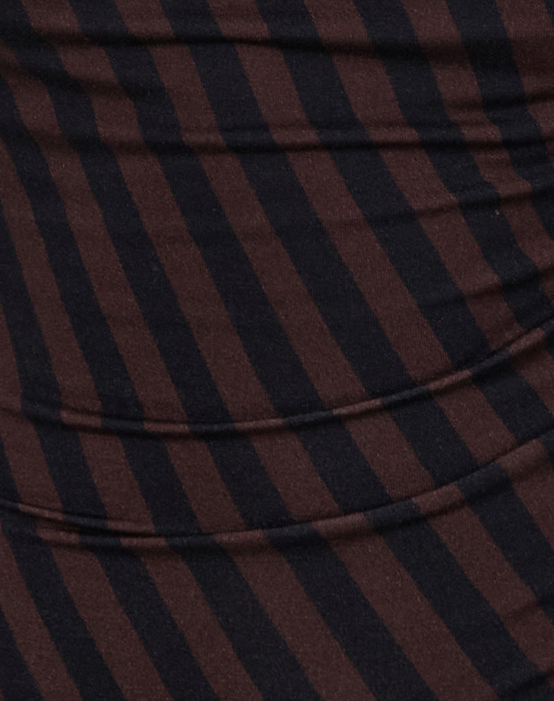Hikari Top in Diagonal Stripe Maroon (Top à rayures diagonales)