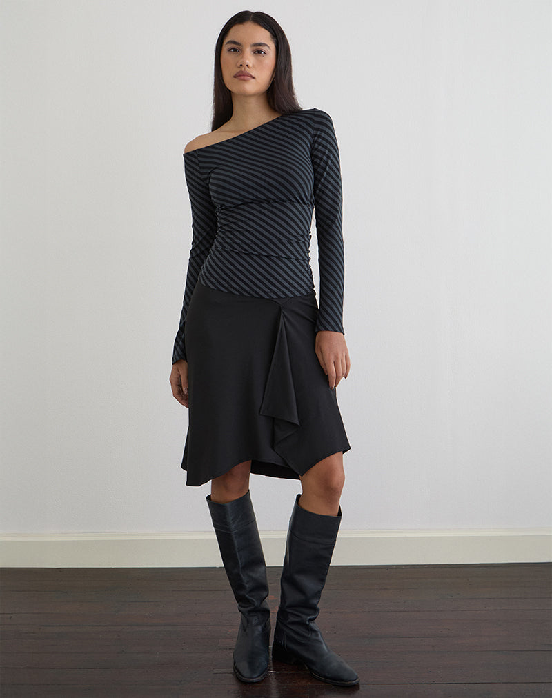 Haut ample Hoang à rayures obliques Ocean Storm