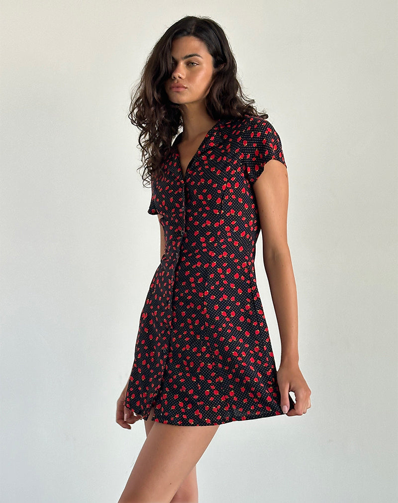 Holmana Mini robe en Strawberry Polka Black