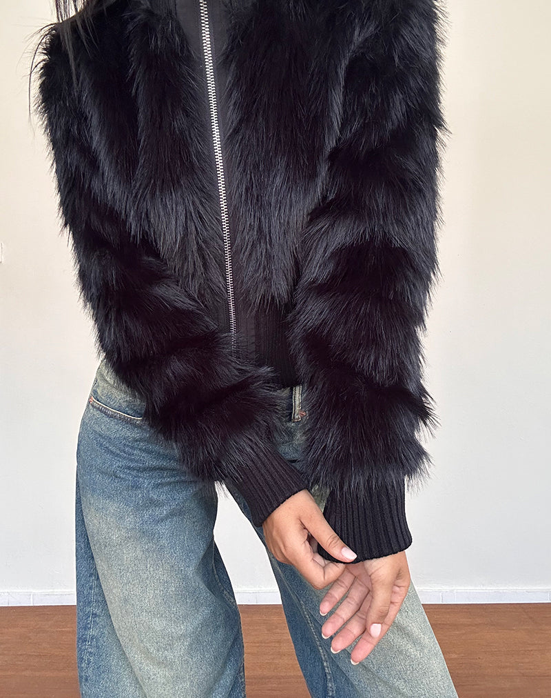 Image de Homari Shaggy Faux Fur Jacket in Black