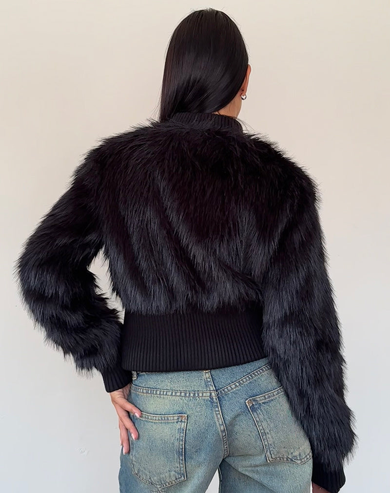 Image de Homari Shaggy Faux Fur Jacket in Black