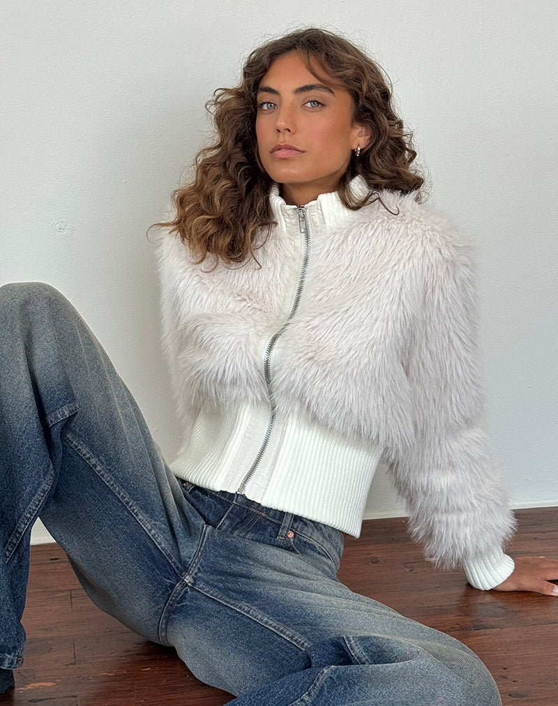 Image de Homari Shaggy Faux Fur Jacket in Cream