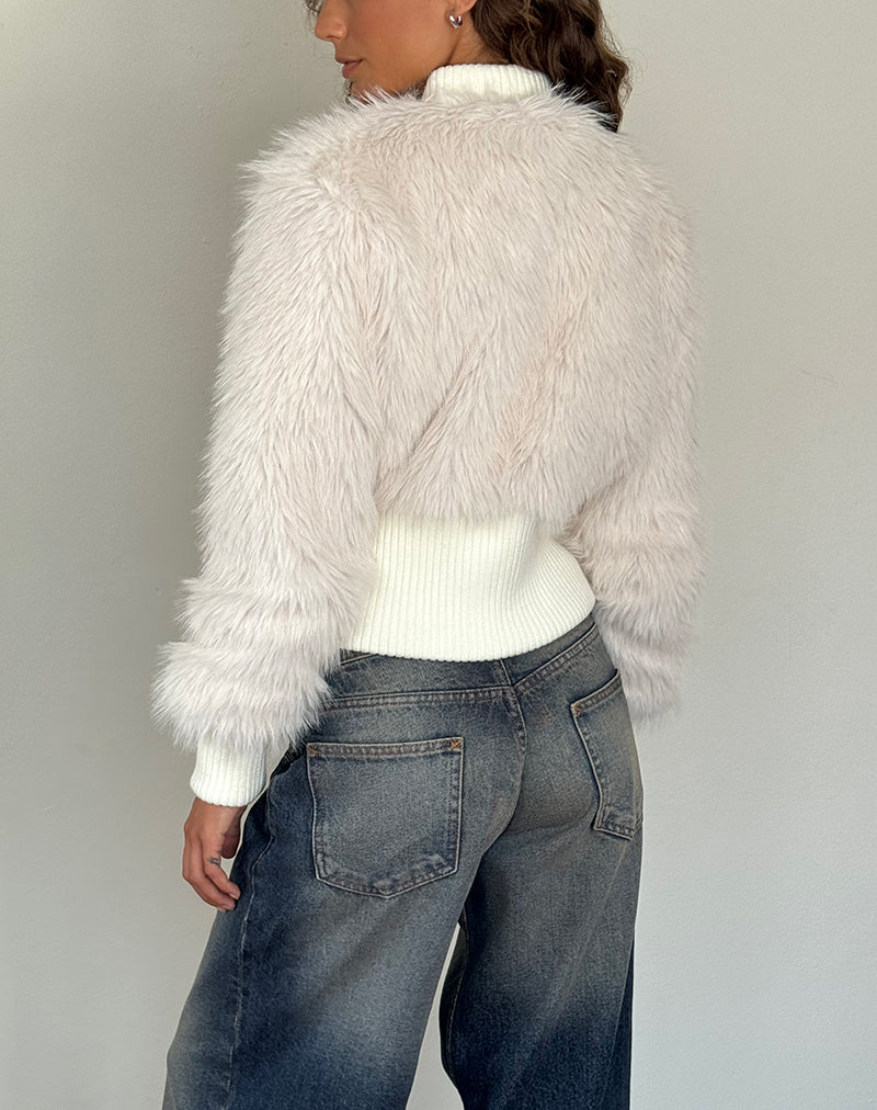 Image de Homari Shaggy Faux Fur Jacket in Cream