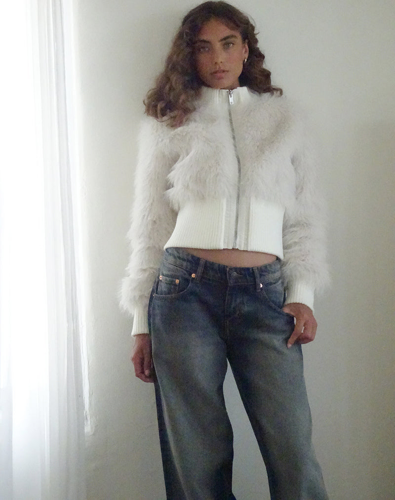 Image de Homari Shaggy Faux Fur Jacket in Cream