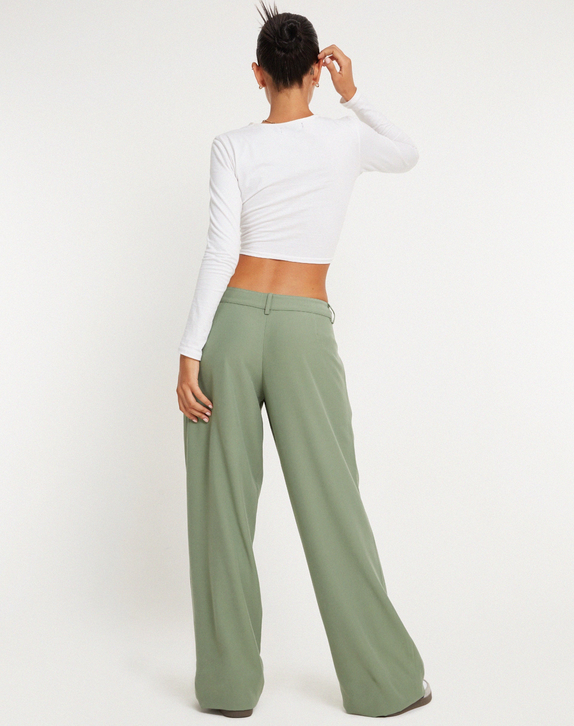 Image de Hondra Wide Leg Trouser in Ashy Green