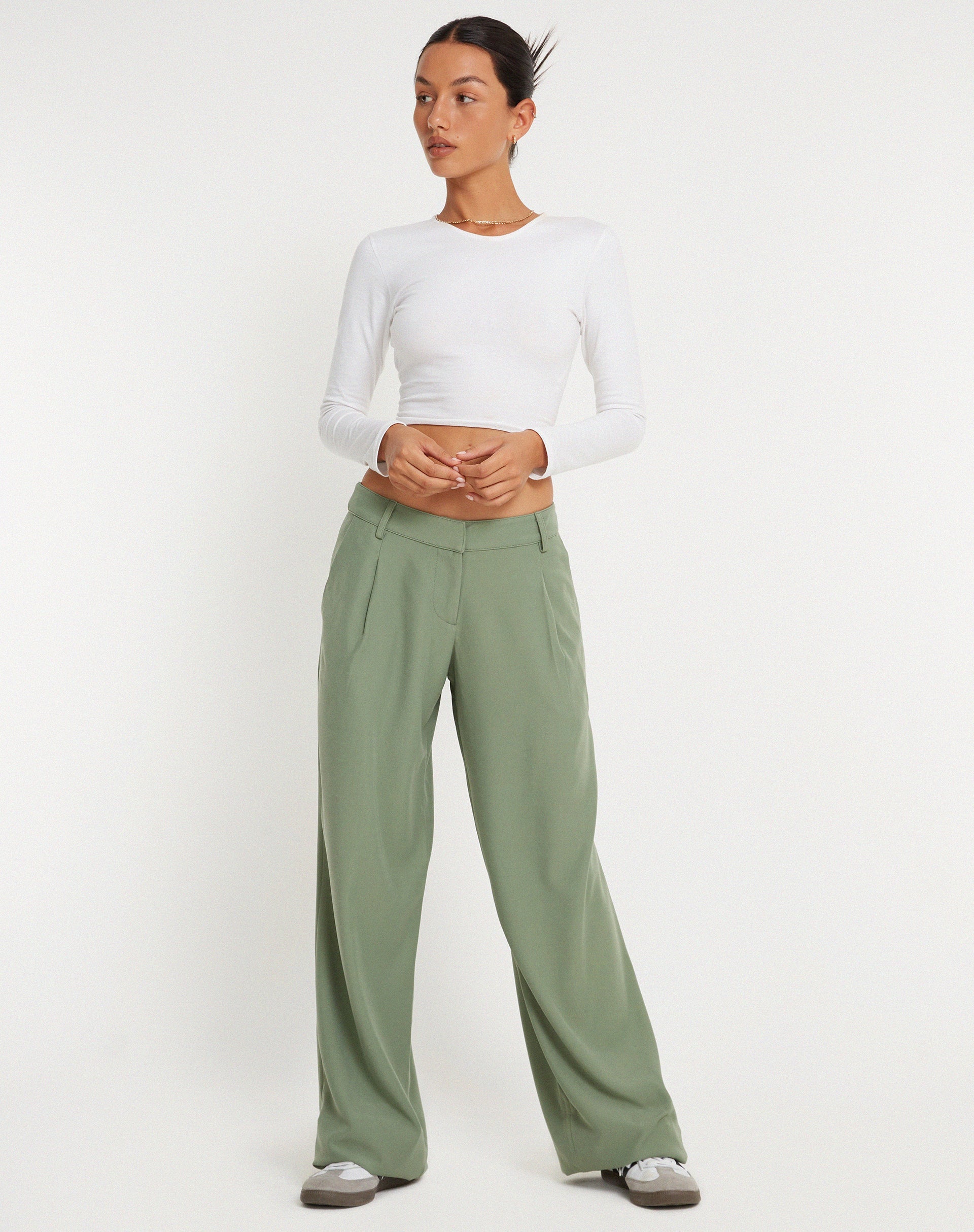 Image de Hondra Wide Leg Trouser in Ashy Green