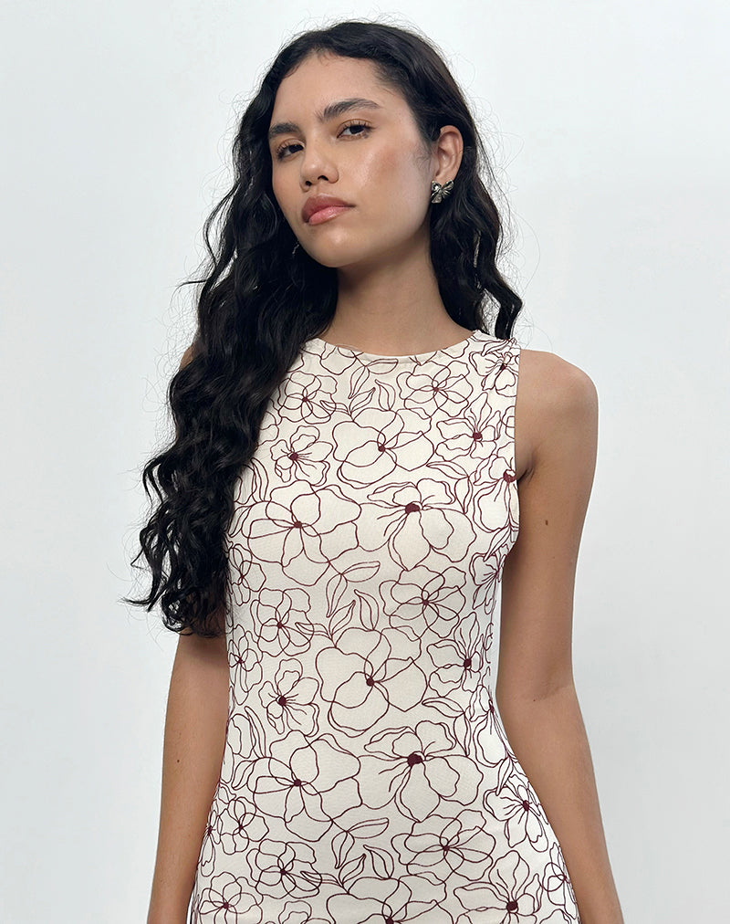 Image de Hoover Maxi Dress in Line Flower Cream