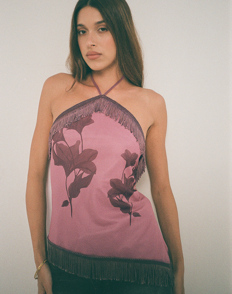 Image de Howard Fringe Top in Tonal Flower Mauve