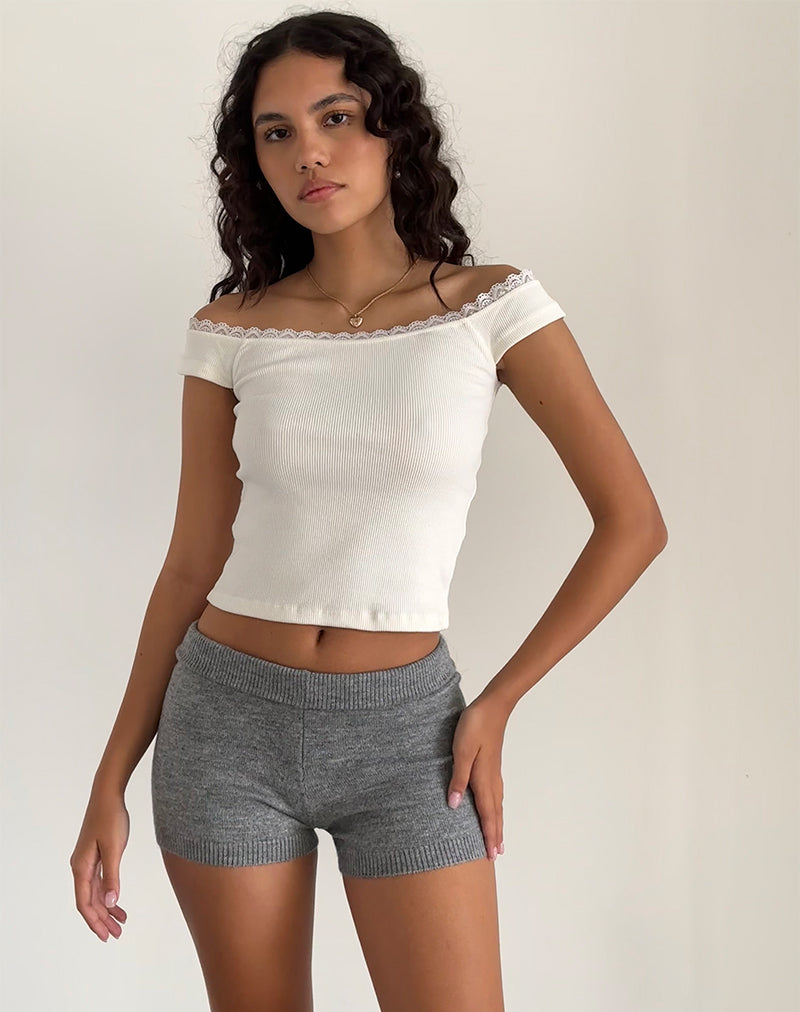 Husan Hot Pants en tricot gris