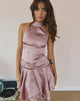 Image de Hydri Satin Halterneck Mini Dress in Baby Pink