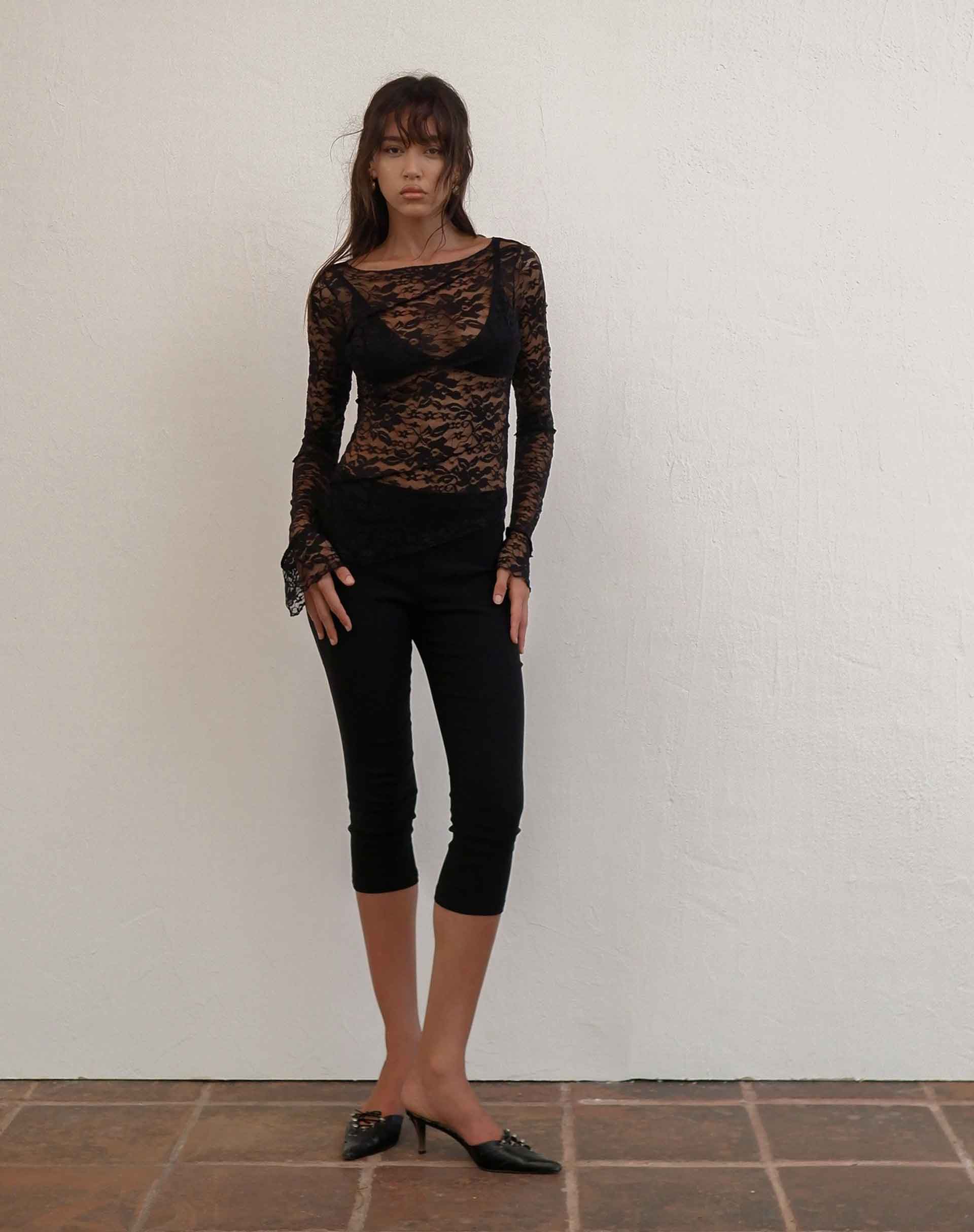 Image de Lubica Long Sleeve Top in Lace Black