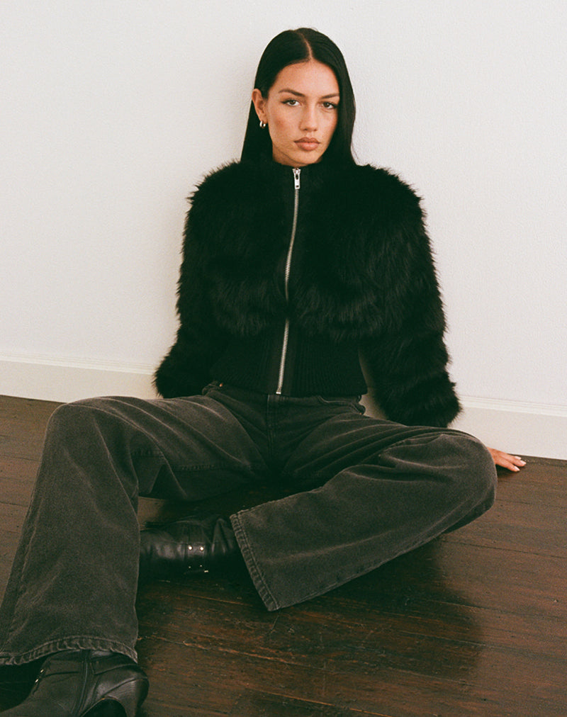 Image de Homari Shaggy Faux Fur Jacket in Black