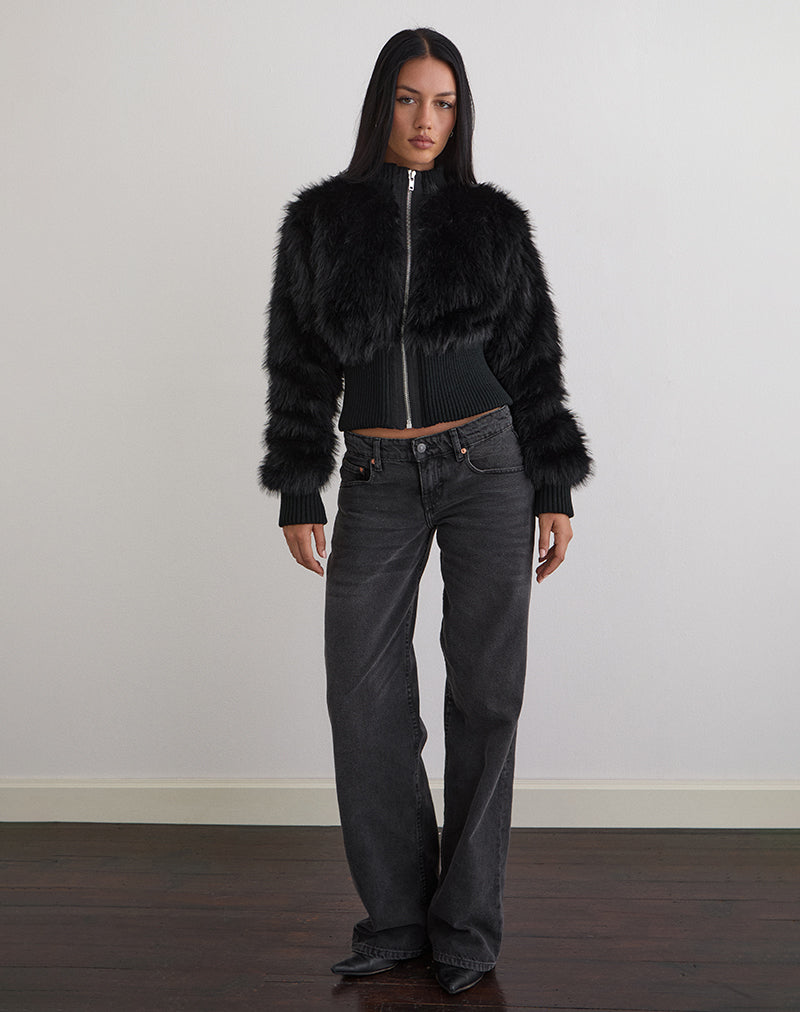 Image de Homari Shaggy Faux Fur Jacket in Black