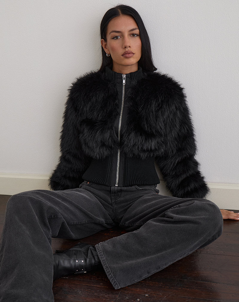 Image de Homari Shaggy Faux Fur Jacket in Black