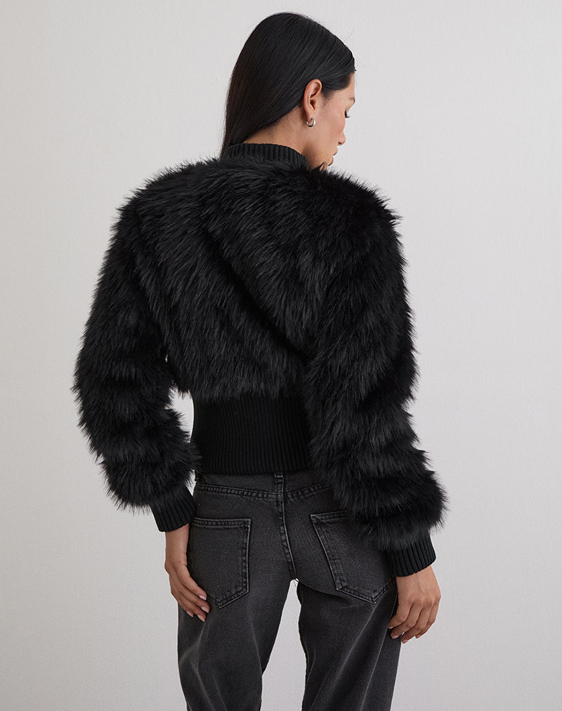 Image de Homari Shaggy Faux Fur Jacket in Black