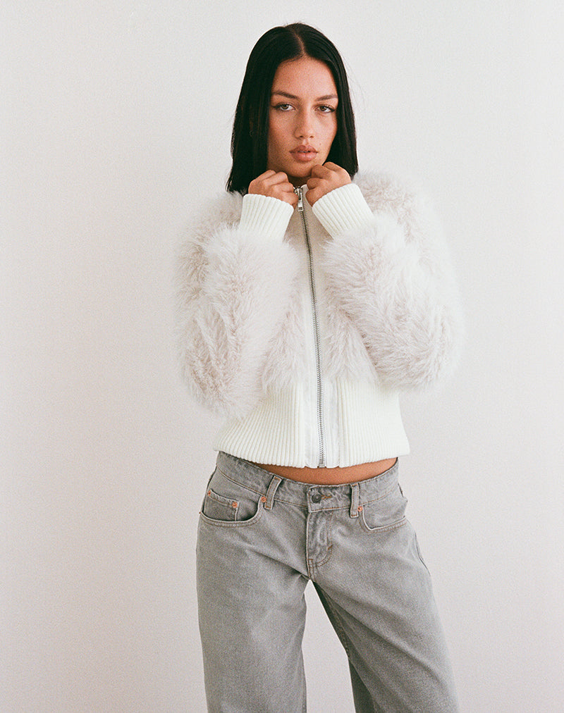 Image de Homari Shaggy Faux Fur Jacket in Cream