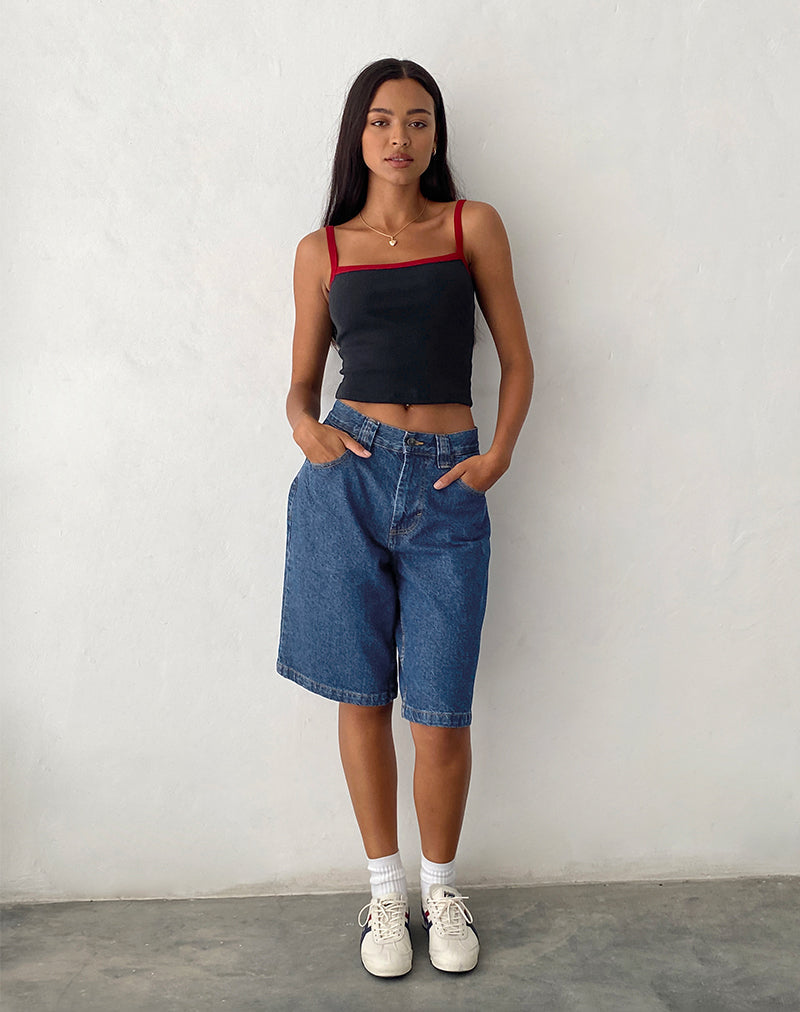 image de Low Rise Skater Shorts in Core Blue Stone