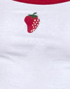 Blanc avec bordure rouge et fraise