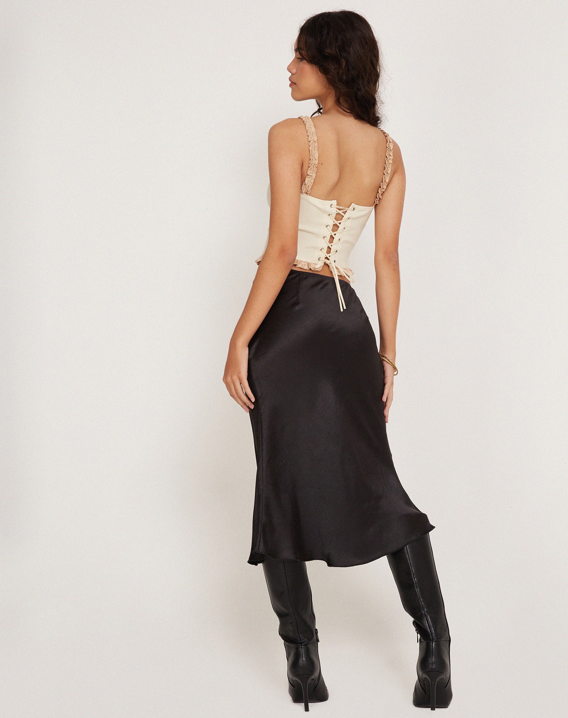 Image de Idalia Corset Top in Cream with Satin Ruffle