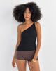 Image de Idari One Shoulder Top in Metalic Stripe Jersey Black