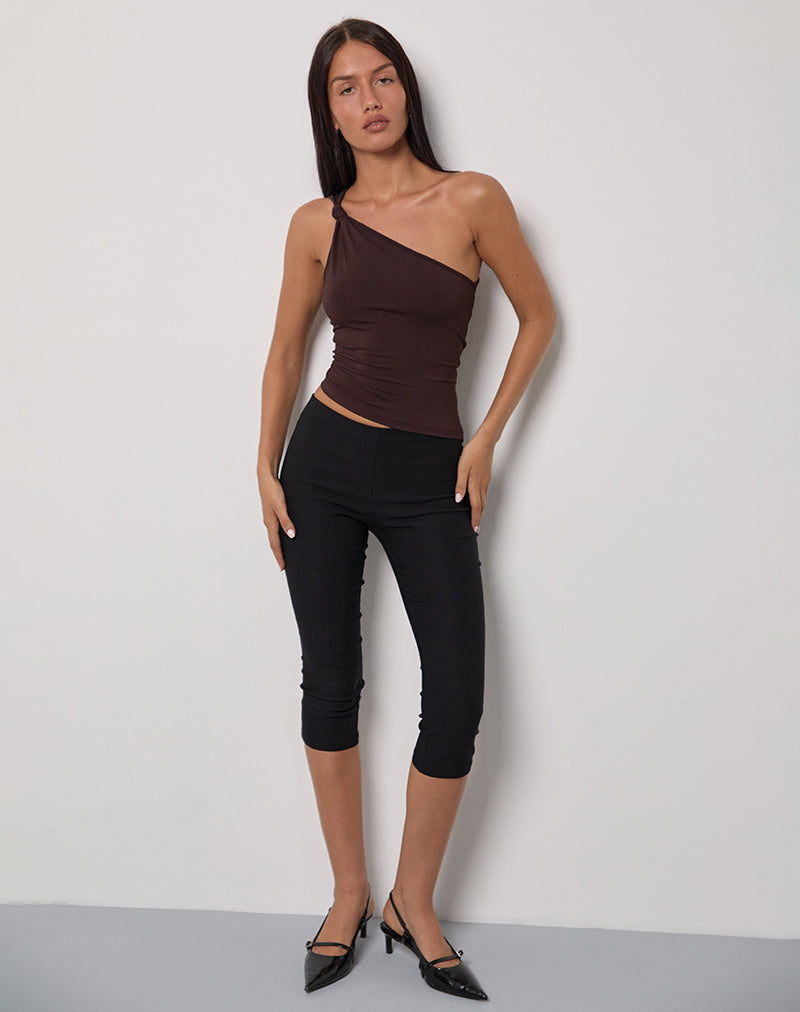 Idra - Top asymétrique en jersey de rayonne - Chocolat amer