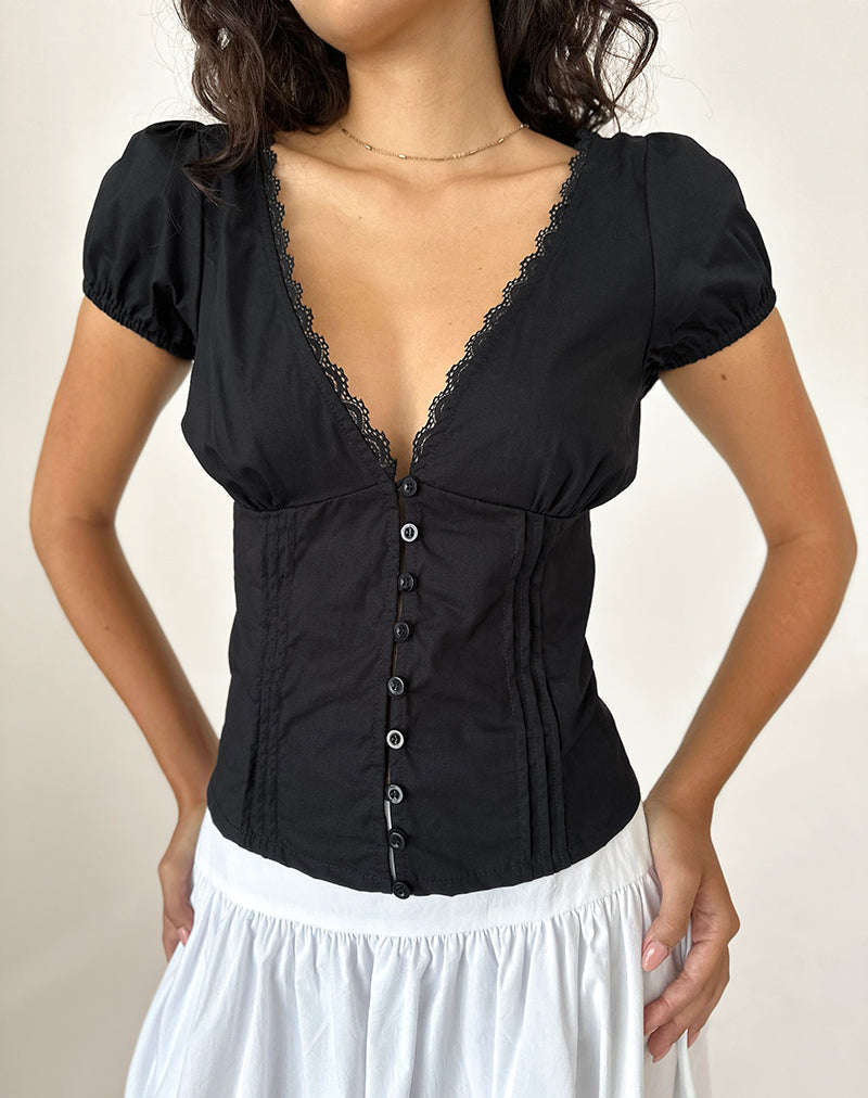 Image de Ilias Corset Top in Poplin Black
