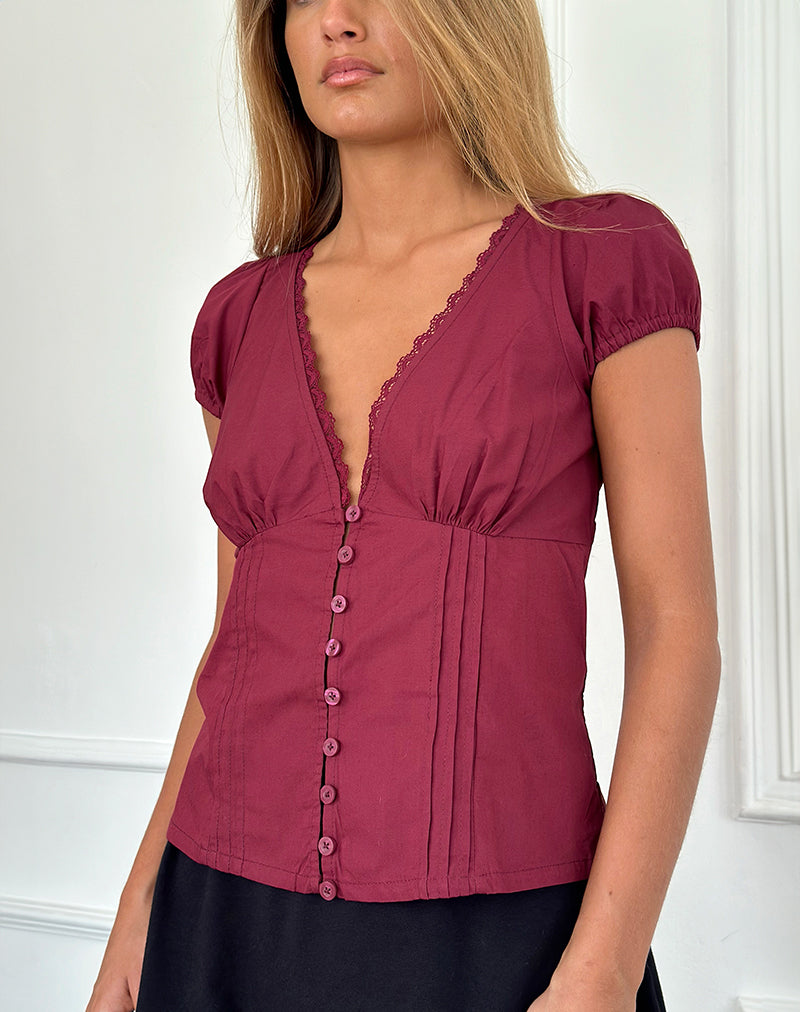 Image de Ilias Corset Top in Poplin Burgundy
