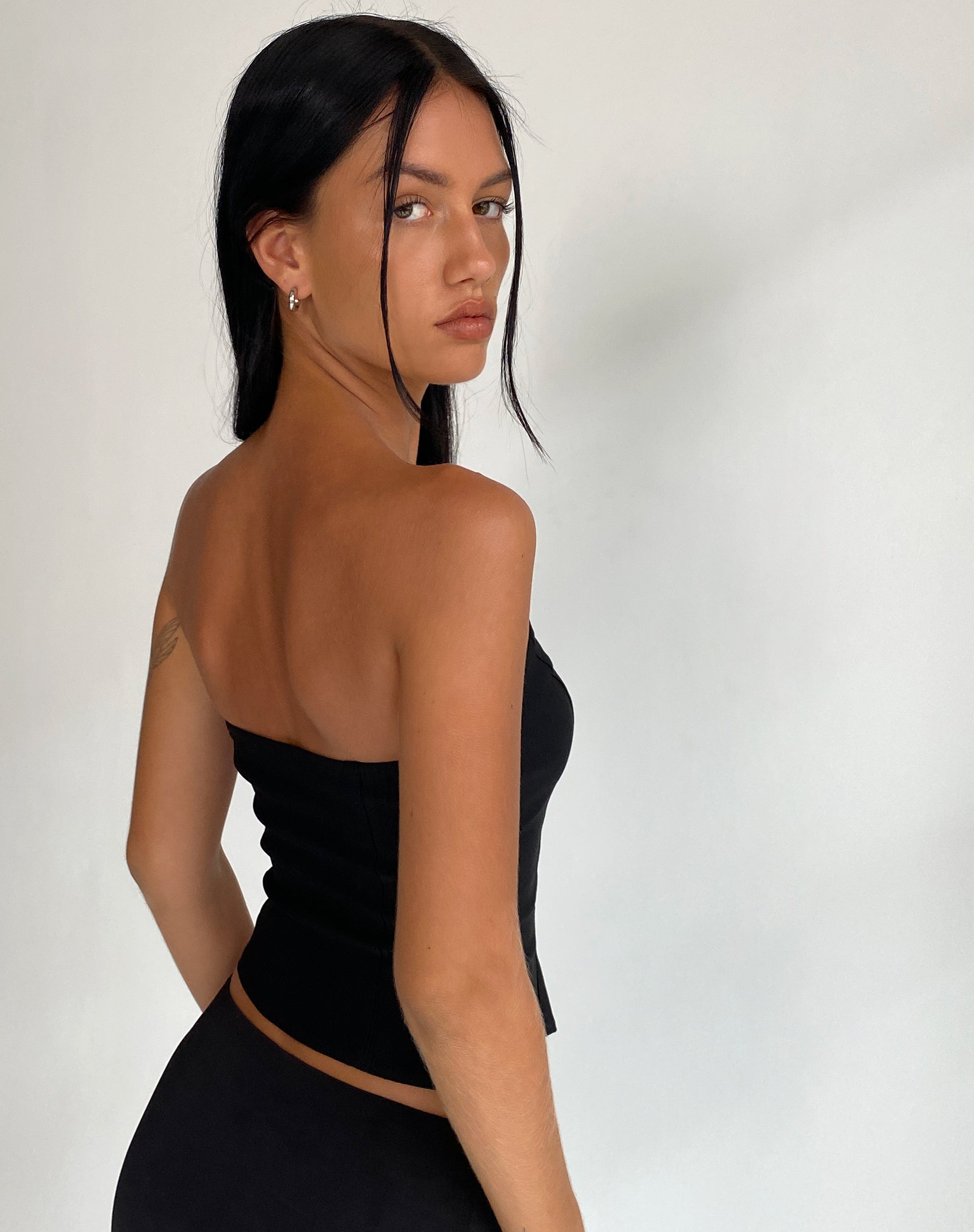 Image de Maribaya Longline Corset Top in Black