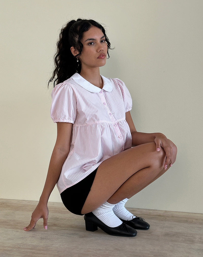 Image de Immy Top à petites rayures verticales rose bonbon