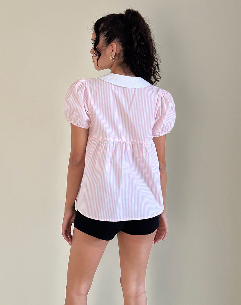 Image de Immy Top à petites rayures verticales rose bonbon