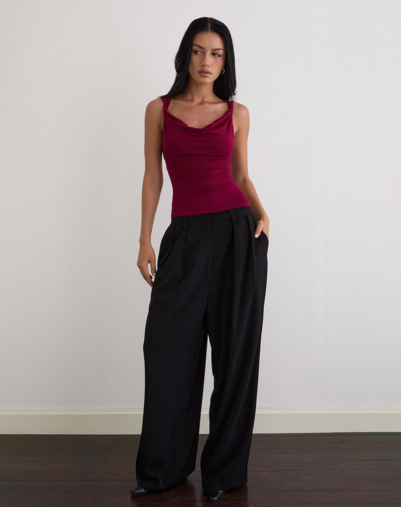 Image de Imrie Open Back Top in Rayon Jersey Burgundy