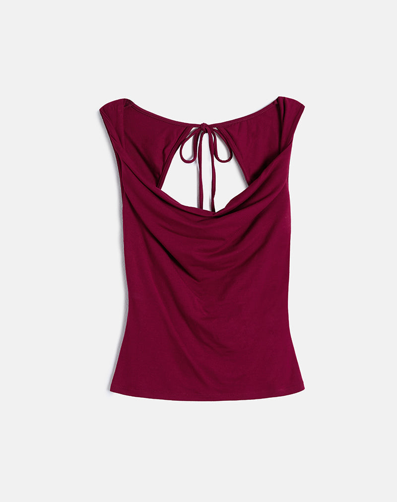 Image de Imrie Open Back Top in Rayon Jersey Burgundy