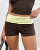 Image of Sea Foldover Short in Chocolate Brown and Lemon