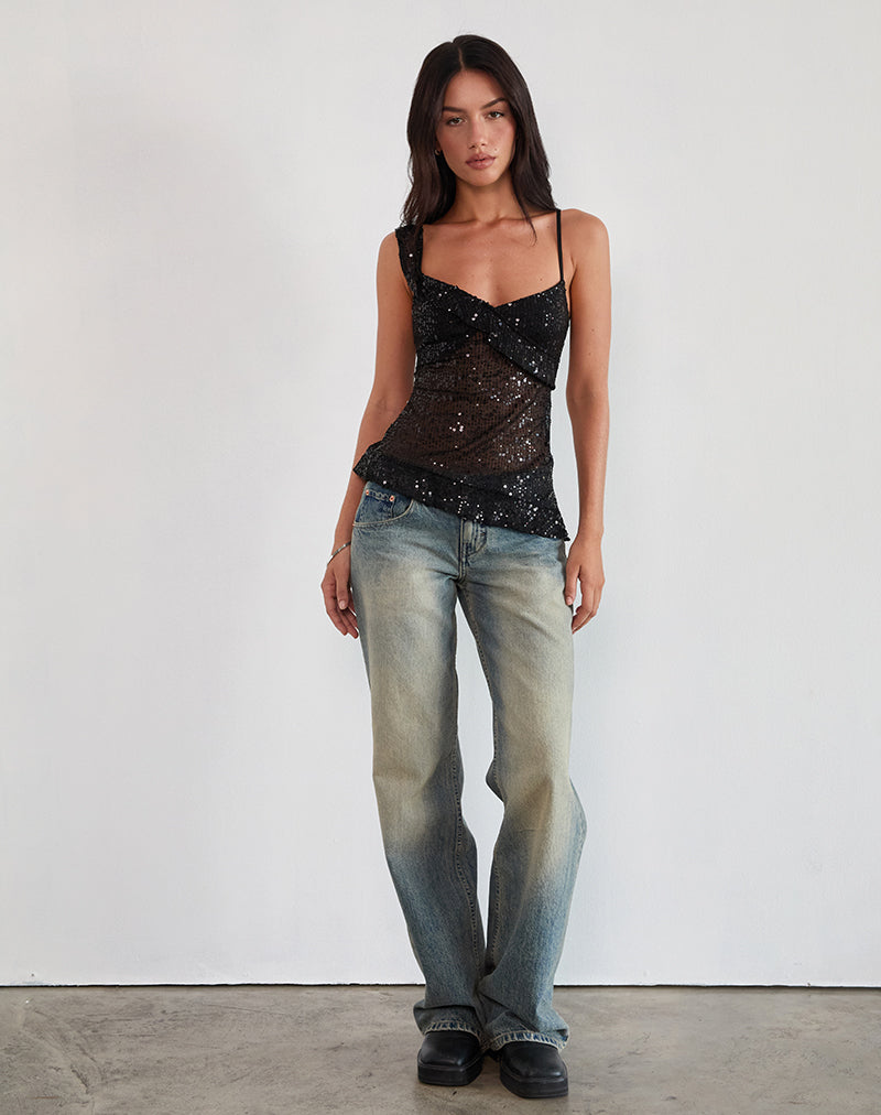 Image de Iranila Asymmetric Top in Gauzy Sequin Black