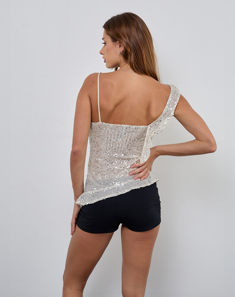 Image de Iranila Asymmetrical Top in Gauzy Sequin Neutral