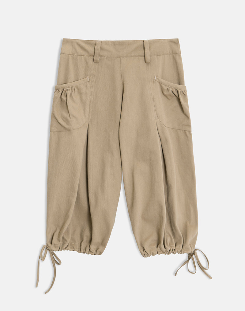 Image du pantalon cargo Capri Iria en sergé kaki