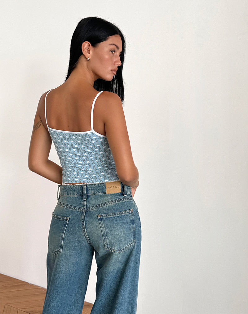 image de Isna Cami Top in Powder Blue XO Heart Print