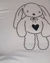 Blanc avec motif de lapin en forme de cœur