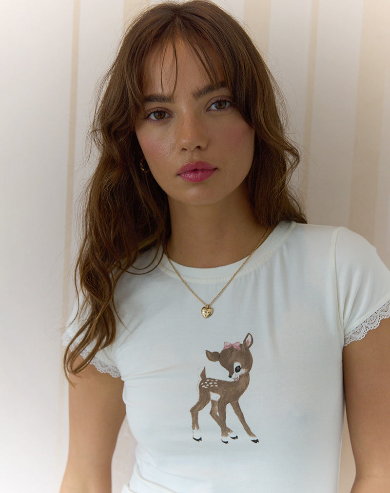 Image de Izzy Top in Off White Deer Print