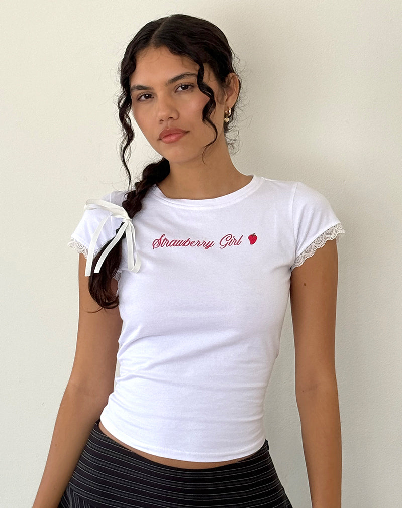 Image de Izzy Top en blanc Strawberry Girl Script