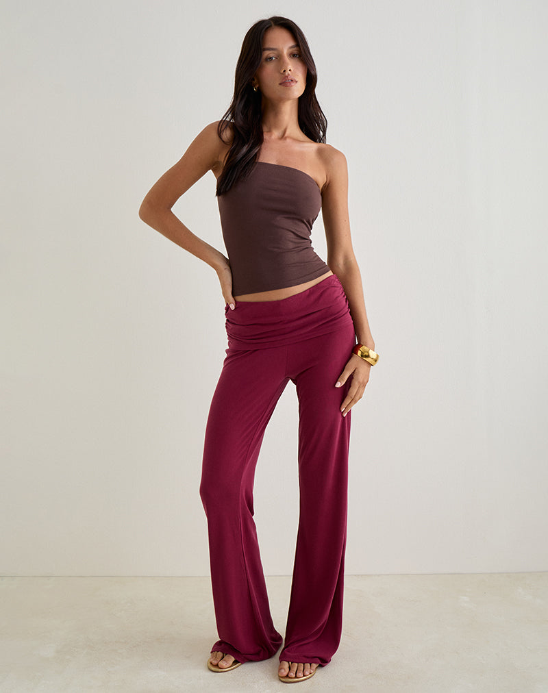 Pantalon à taille basse Jacita en Cupro Bourgogne